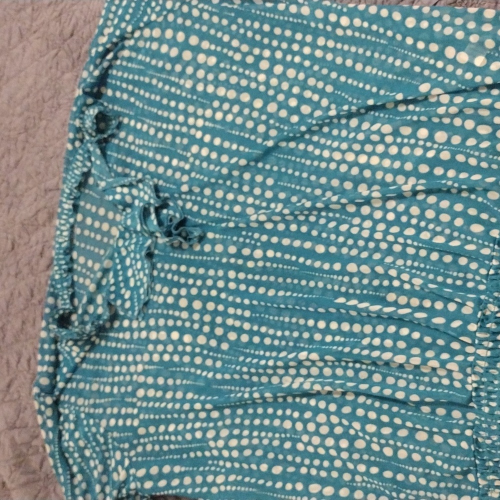 Lane bryant turquoise and white polka dots blouse 22-24